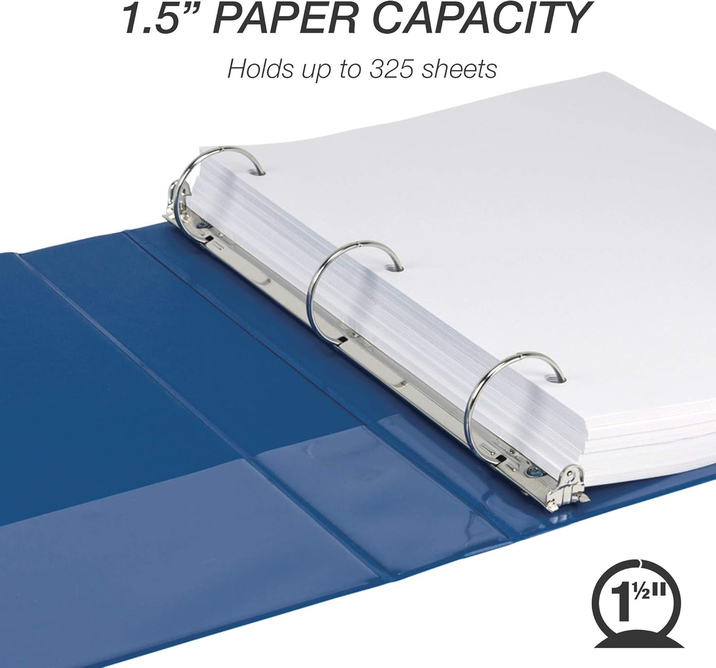 Samsill 1.5 Inch 3 Ring Binders, Economy Round Ring, Clear View Cover, 325 Sheet Capacity - for School, Home, Office - White, 4 Pack