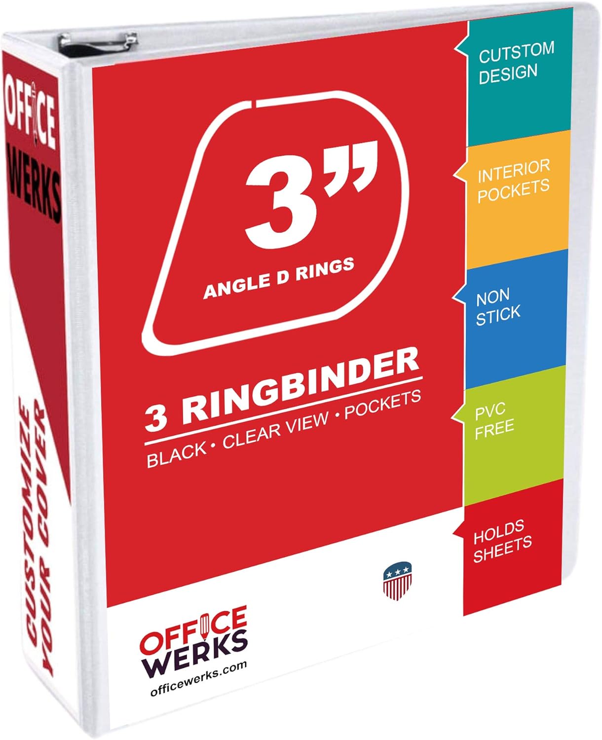3 Ring Binder, Professional Angle D Ring Binder 5 Inch, Presentation Folder for Standard Pages 8.5 x 11 with Pockets, Crystal Clear View White (1 Pack)
