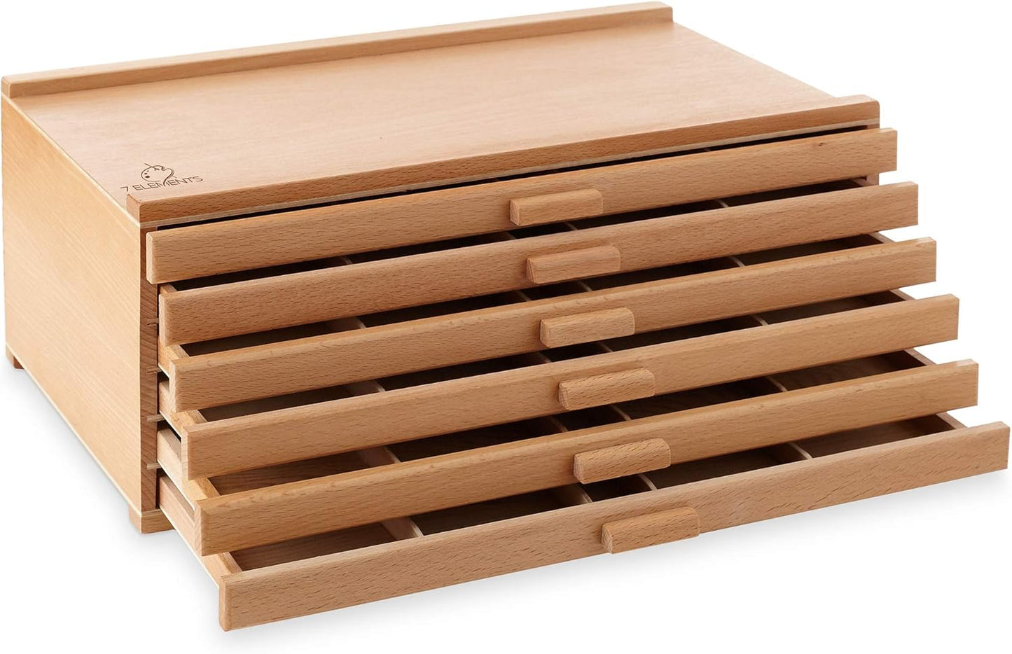 7 Elements 4 Drawer Wooden Artist Storage Supply Box for Pastels, Pencils, Pens, Markers, Brushes and Tools