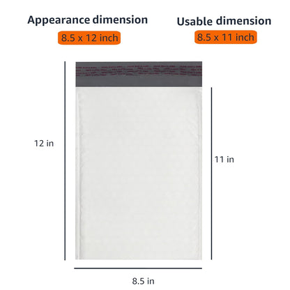 Amazon Basics Poly Bubble Mailer, 8.5" x 12" (Internal Size 8.25" x 11"), Self-Seal, 100-Pack, White/Grey