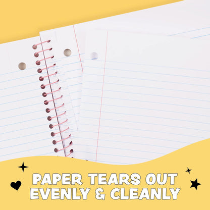 Yoobi College Ruled 8 x 10.5” Spiral Notebook Set – 3-Pack of 1 Subject Notebooks, Pink, Purple & Black Celestial Patterns – 150 Perforated 3-Hole Punched Sheets