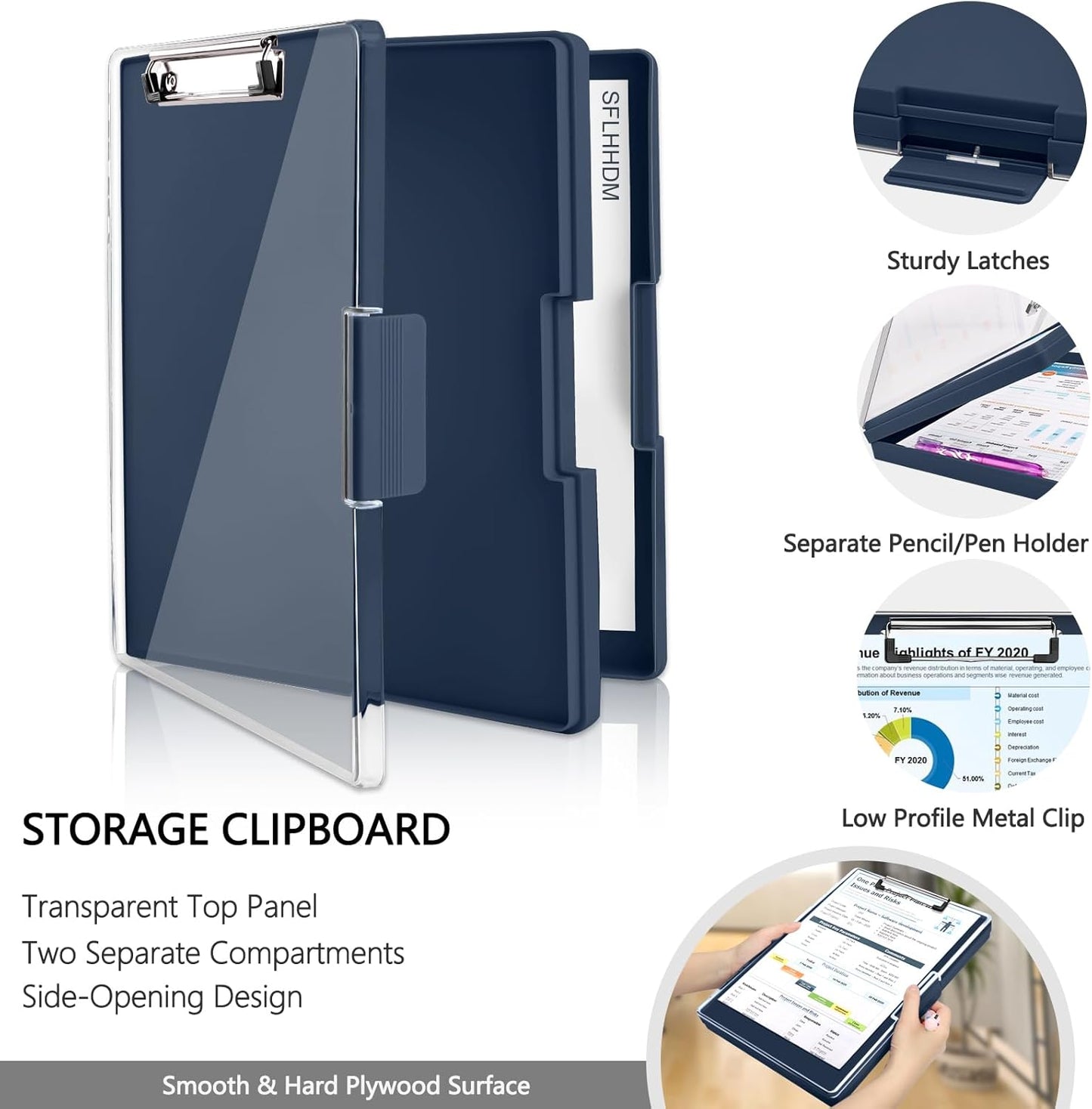 SFLHHDM Clipboard with Storage,Heavy Duty Clip Boards 8.5x11 with 2 Storage Case,Clear Visible Panel Storage Clipboards,Side Opening Nursing Clipboard Folder for Office Supplies-Light Purple