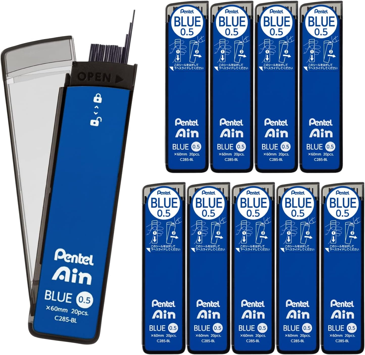 Pentel Ain AMZ-XC284HB3P Mechanical Lead, 0.02 inches (0.4 mm), HB, 3 Pieces