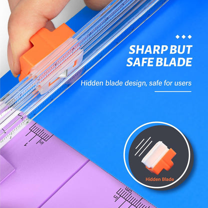 Evteck Paper Cutter 12 Inch Paper Trimmer Slider Crafting Scrapbooking Supplies for A4 Vinyl Photo Cardstock with Security Blade and Foldable Ruler