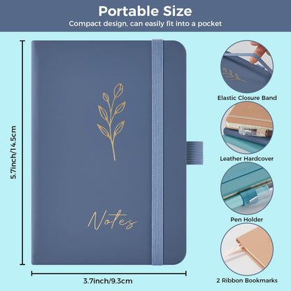 NIRMIRO Small Notebook Journals, 3 Pack Mini Pocket Note pads for Men & Women Writing, A6 Small Leather Notepad 3.7" x 5.7" with Pen, Black, Red, Green