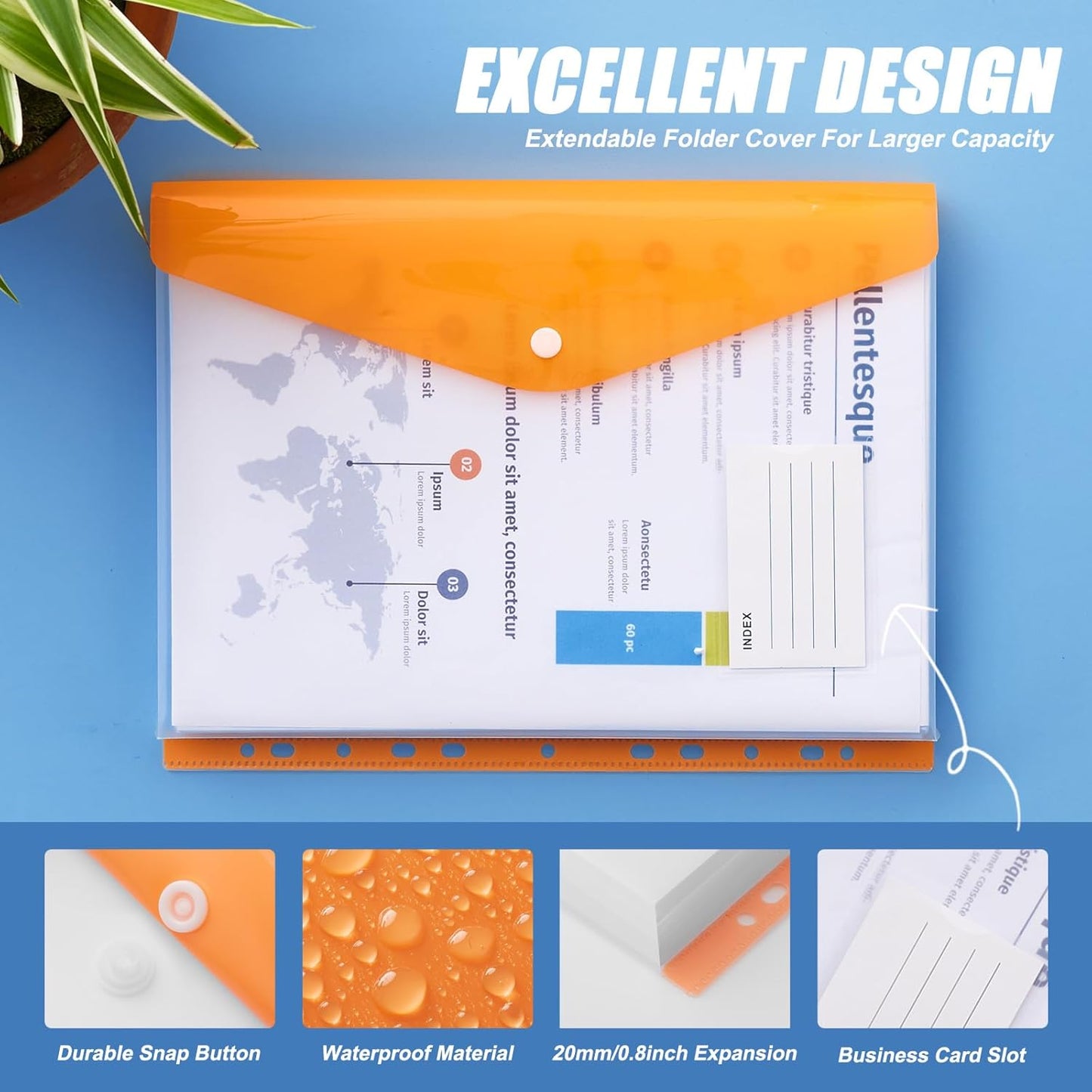 Plastic File Folders, Waterproof Transparent Expandable File Organiser, Portable Large Capacity A4B4 File Wallet for Office Business School (7 Pack)
