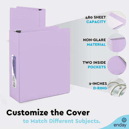 Enday 1.5 Inch Binder, Green - 1.5 Inch 3 Ring Binder, Round Ring Pastel with Clear View Cover for Letter Size 8.5 x 11'' Paper & 2 Inside Pockets, Ideal for School Supplies, Office, and Home