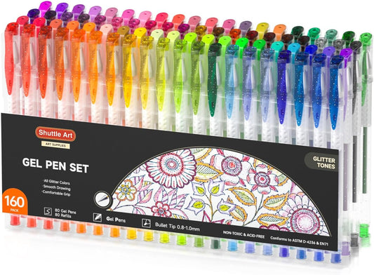 Shuttle Art 360 Pack Gel Pens Set, 180 Colors Gel Pen Set Plus 180 Color Refills Perfect for Adult Coloring Books Doodling Drawing Art Markers