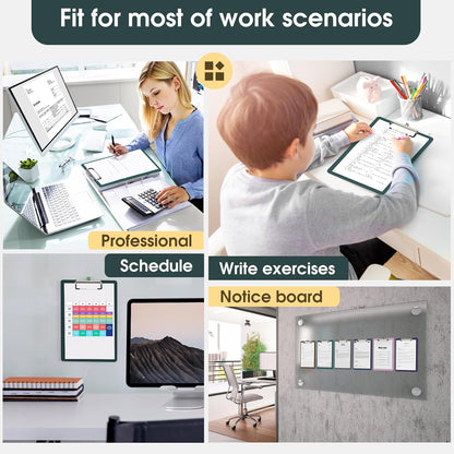Plastic Clipboards 2 Pack, A4 Black Clip Board 8.5x11 for Classroom, Students, Kid, Woman, Size 9" x 12.5" with Low Profile Clip, Office & School Supply