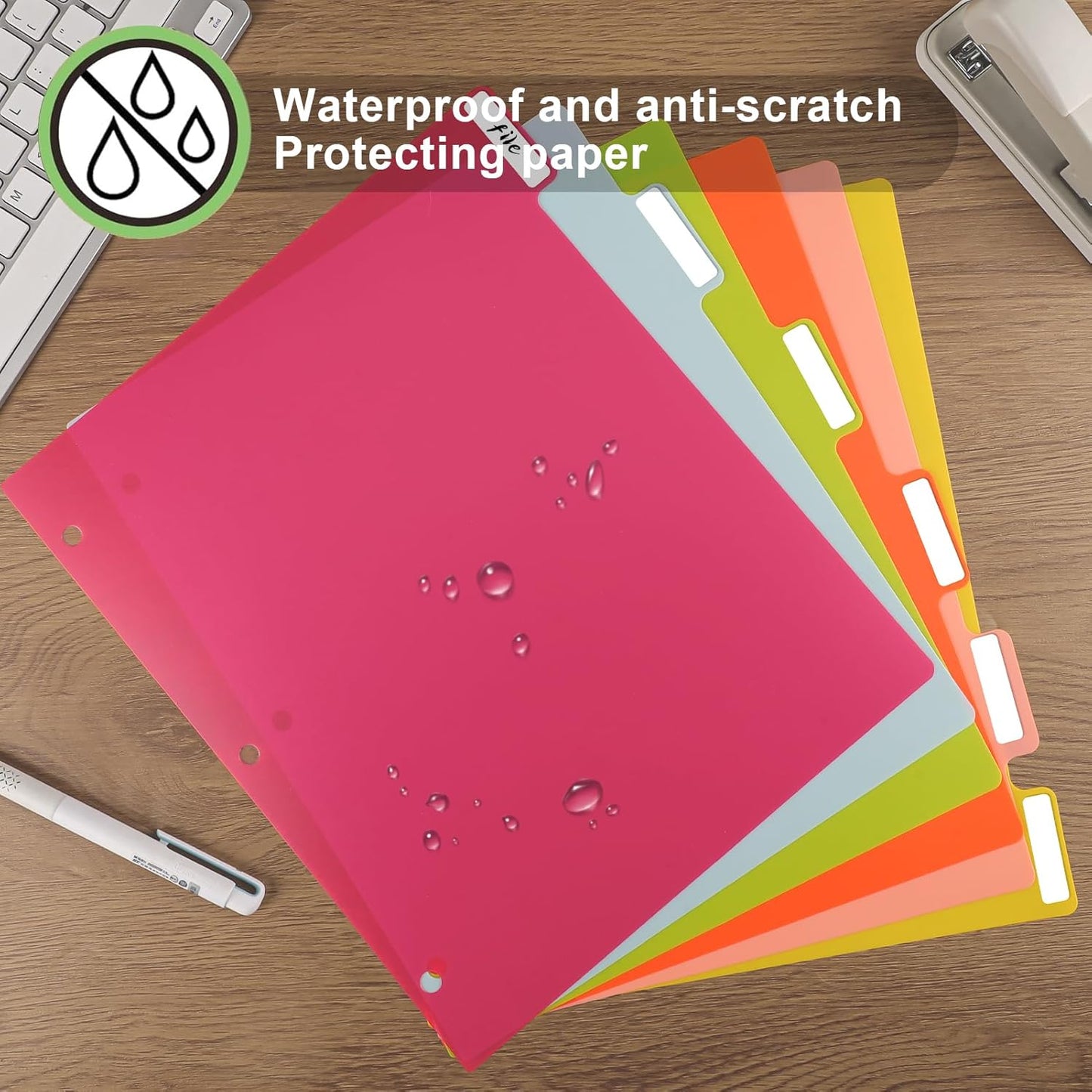 HABGP 12Pcs/2 Set 6 Tab Dividers for 3 Ring Binder, 12 Pcs Colorful Binder Dividers with Tabs, 3 Ring Page Folder Dividers, Plastic Tabbed File Dividers with Tabs, Three Ring Binder Index Dividers