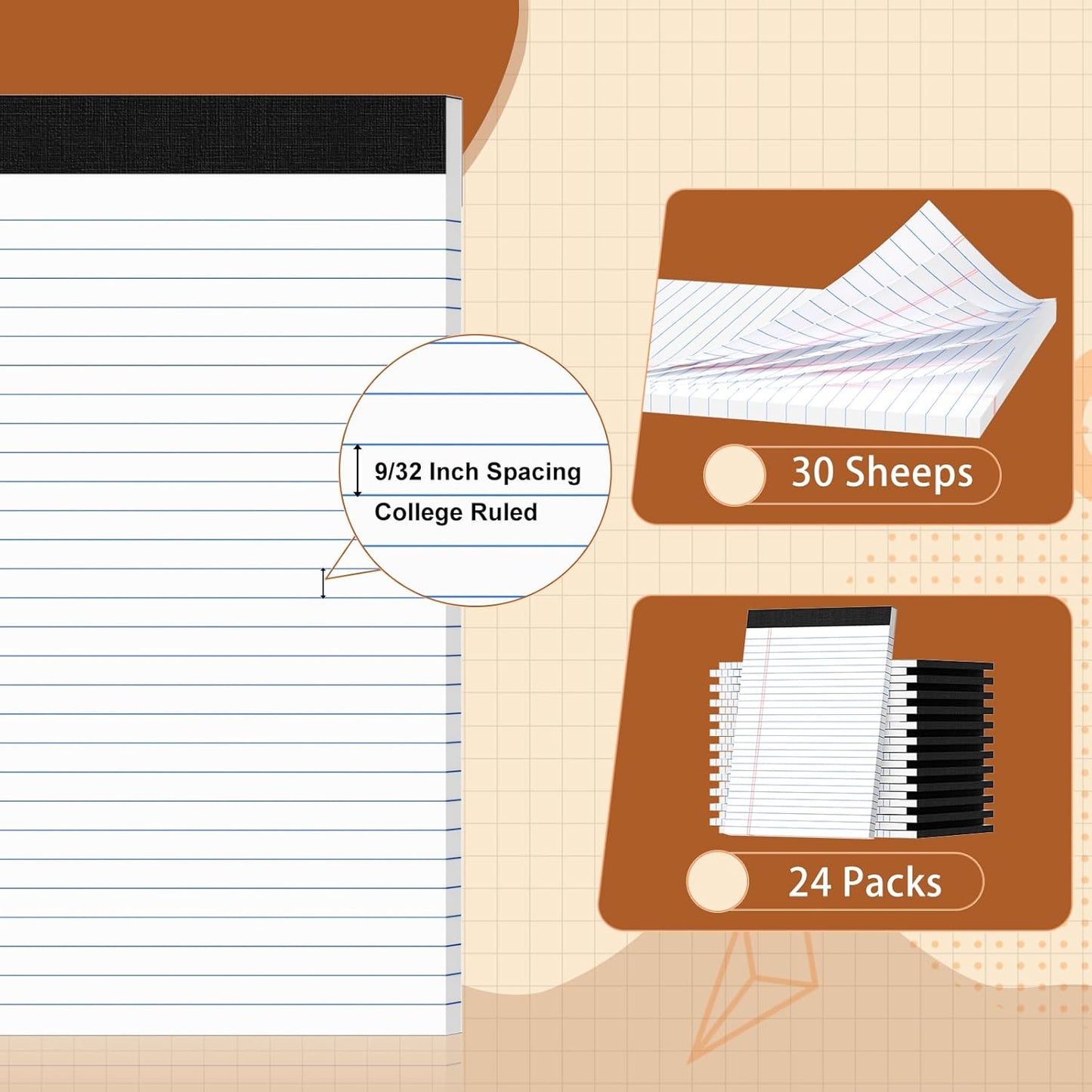 Legal Pads 8.5 X11, Narrow Ruled Notepads, 2 Pack, 50 Sheet/Pad, White Legal Pads, Tear Off Notepad, Perforated Writing Pad, Notebook Paper College Ruled, Notepads for Office Home School, Notepad
