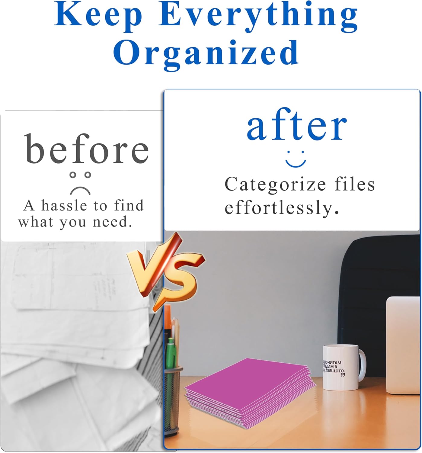 Zzrywuty 50 Packs Two Pocket File Folders with Business Card Slot,Textured Paper,Letter Size,Holds 100 Plus Sheets for School,Office,Business,Royal Blue