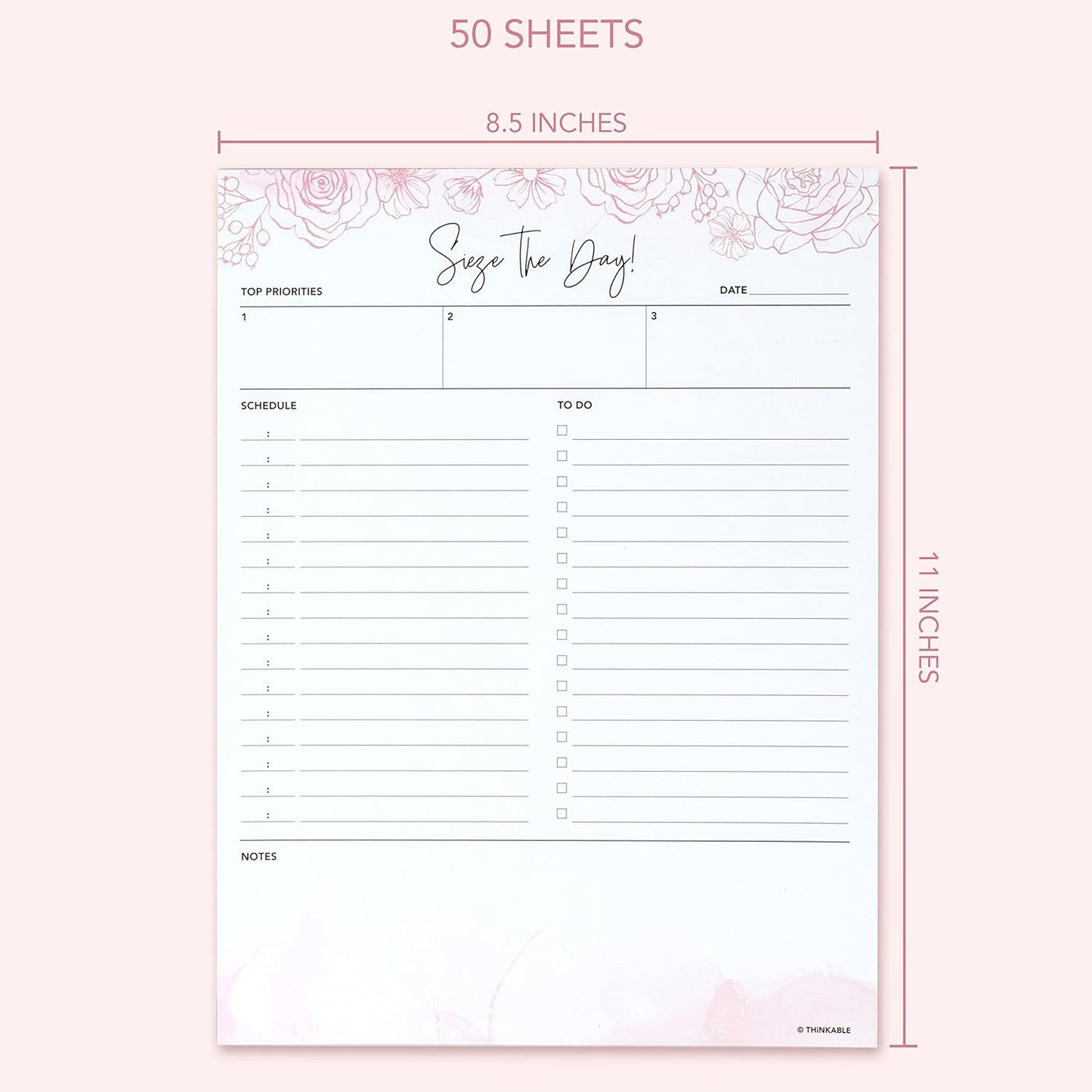 Daily Planner Notepad 2pk, 50 Sheets Tear Off, 8.5" x 11" To Do List Notebook with Hourly Schedule Task Planner