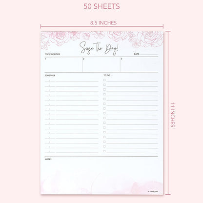 Daily Planner Notepad 2pk, 50 Sheets Tear Off, 8.5" x 11" To Do List Notebook with Hourly Schedule Task Planner