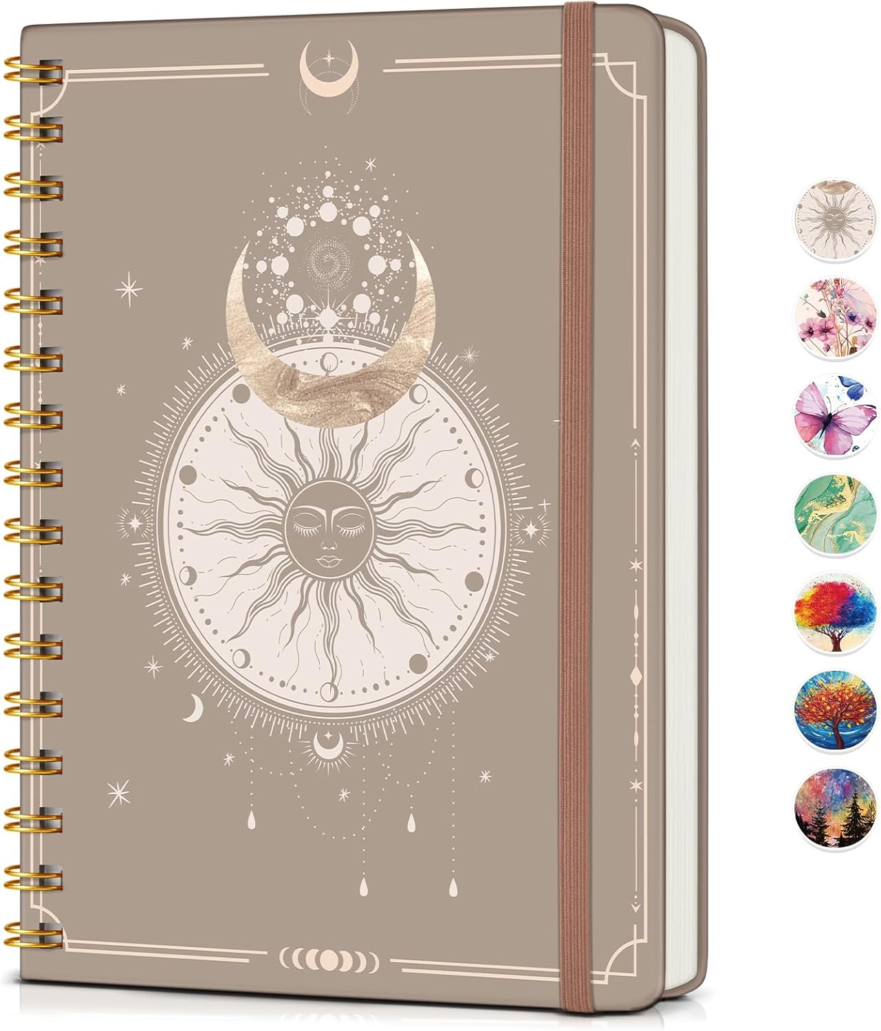 Lined Spiral Journal Notebook, A5 Hardcover Spiral Journals for Women Men, 150 Numbered Pages Spiral Bound Notebook, 100 GSM College Ruled Notebooks for Work, Note Taking 5.75" x 8.38", Olive Green