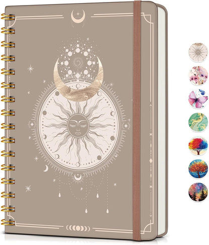 Lined Spiral Journal Notebook, A5 Hardcover Spiral Journals for Women Men, 150 Numbered Pages Spiral Bound Notebook, 100 GSM College Ruled Notebooks for Work, Note Taking 5.75" x 8.38", Olive Green