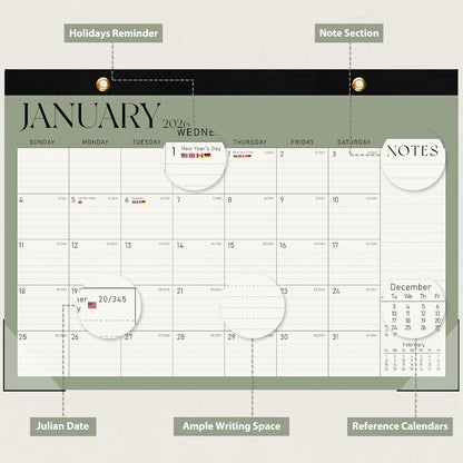 2026 Desk Calendar, Large Desktop/Wall Monthly Calendar (Jan. 2026 - Jun. 2027) 17'' x 12'' School Year Desk Planner for Teacher Family School Office Supplies