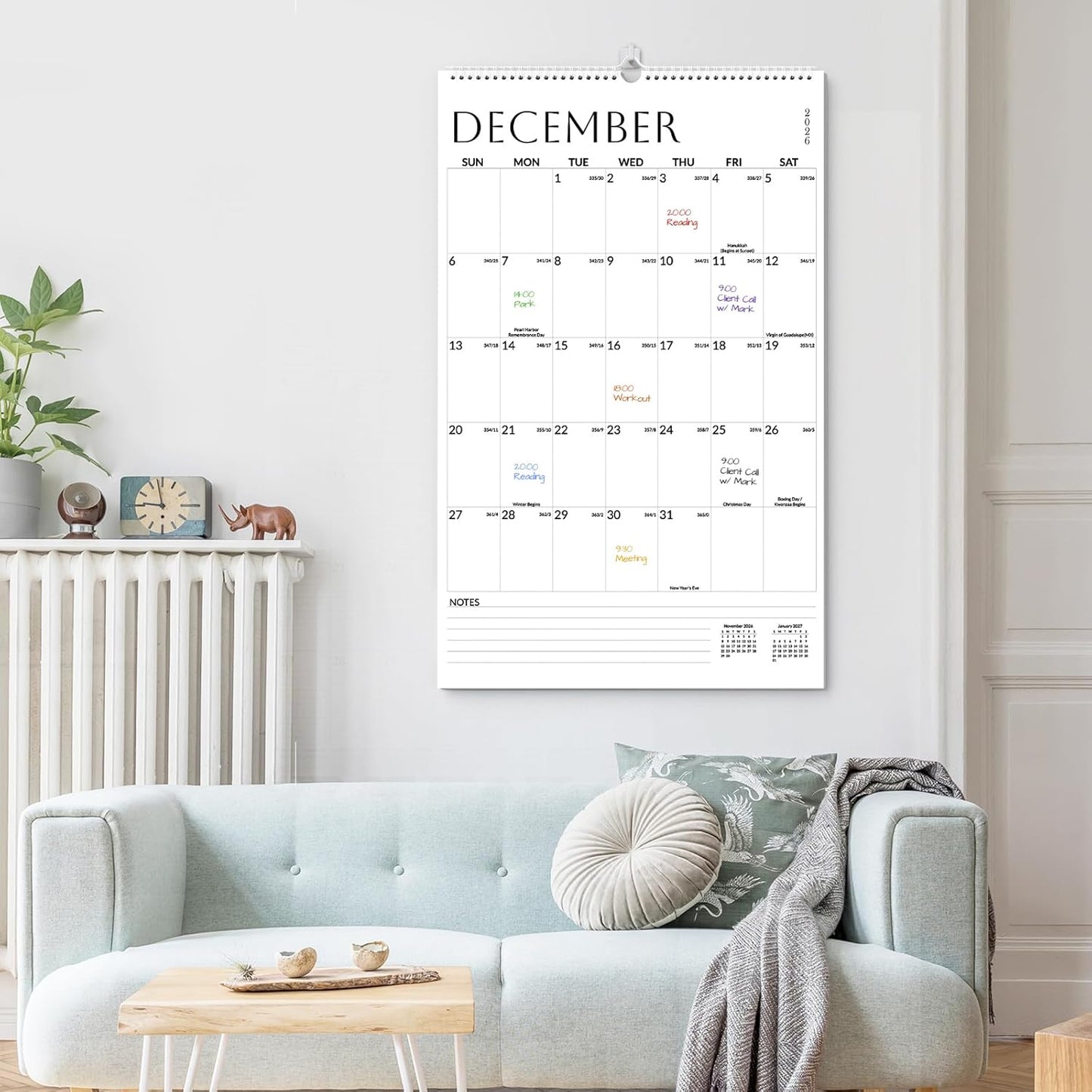 SUNEE 2026 Wall Calendar Large 22.75"x15.5", 21 Month Calendar (Ends December 2027), Vertical Extra Large, Seasons Color