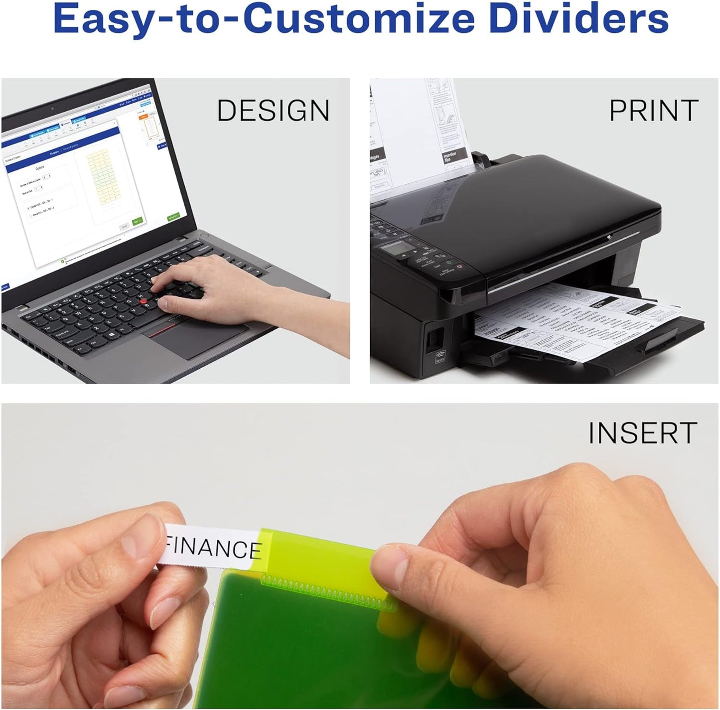Avery Dividers for 3 Ring Binders, 8-Tab Plastic Binder Dividers, Insertable Big Tabs, Multicolor (3 Sets of 11901)