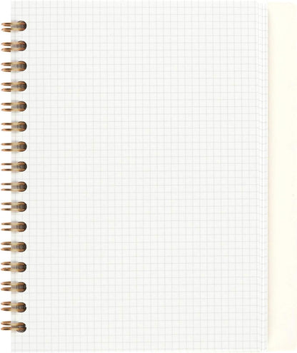 Maruman Septcouleur Grid Notebook- A5, 8.35" x 6.22", 100 Sheets / 200 Pages, 3mm Graph Paper Journal, Durable Rose Gold Wire-bound Spiral, Water Resistant Cover, Spicy Coral Pink, Made in Japan