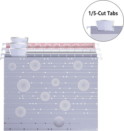 Y YOMA 12 Pack Rose Gold Hanging File Folders Letter Size Decorative File Folder Cute Pretty Hanging Folder Organizer for Filing Cabinet Office Home with 1/5-Cut Adjustable Tabs, 3 Gold Foil Design