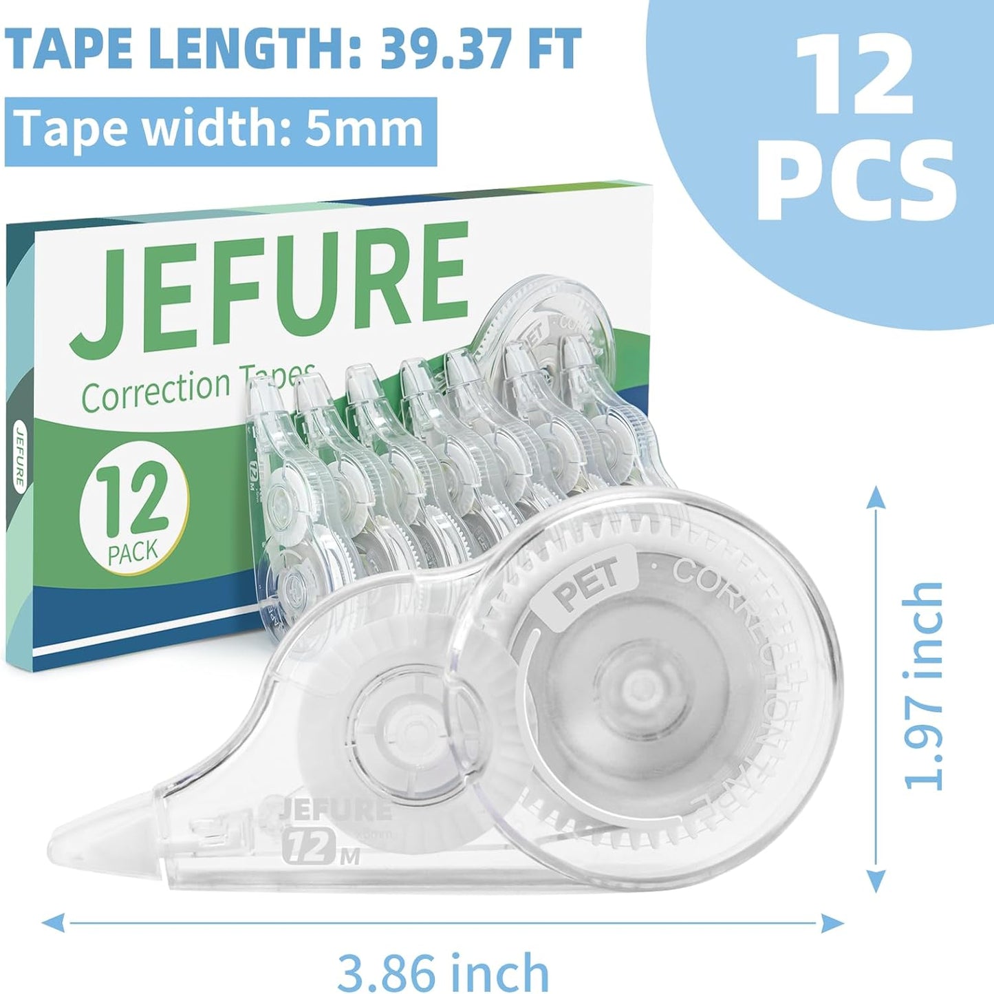 30 Pcs Correction Tape, 39.4 Ft White Wrong Out Tear-Resistant Bulk, Instant Corrections Easy To Use Applicator for School, Office, Note Taking, Journal (Tape Width 0.2 in, Clear)