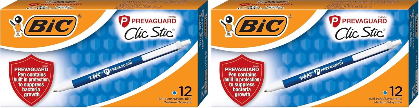 BIC PrevaGuard Clic Stic Ballpoint Pen, Black, 60-Count