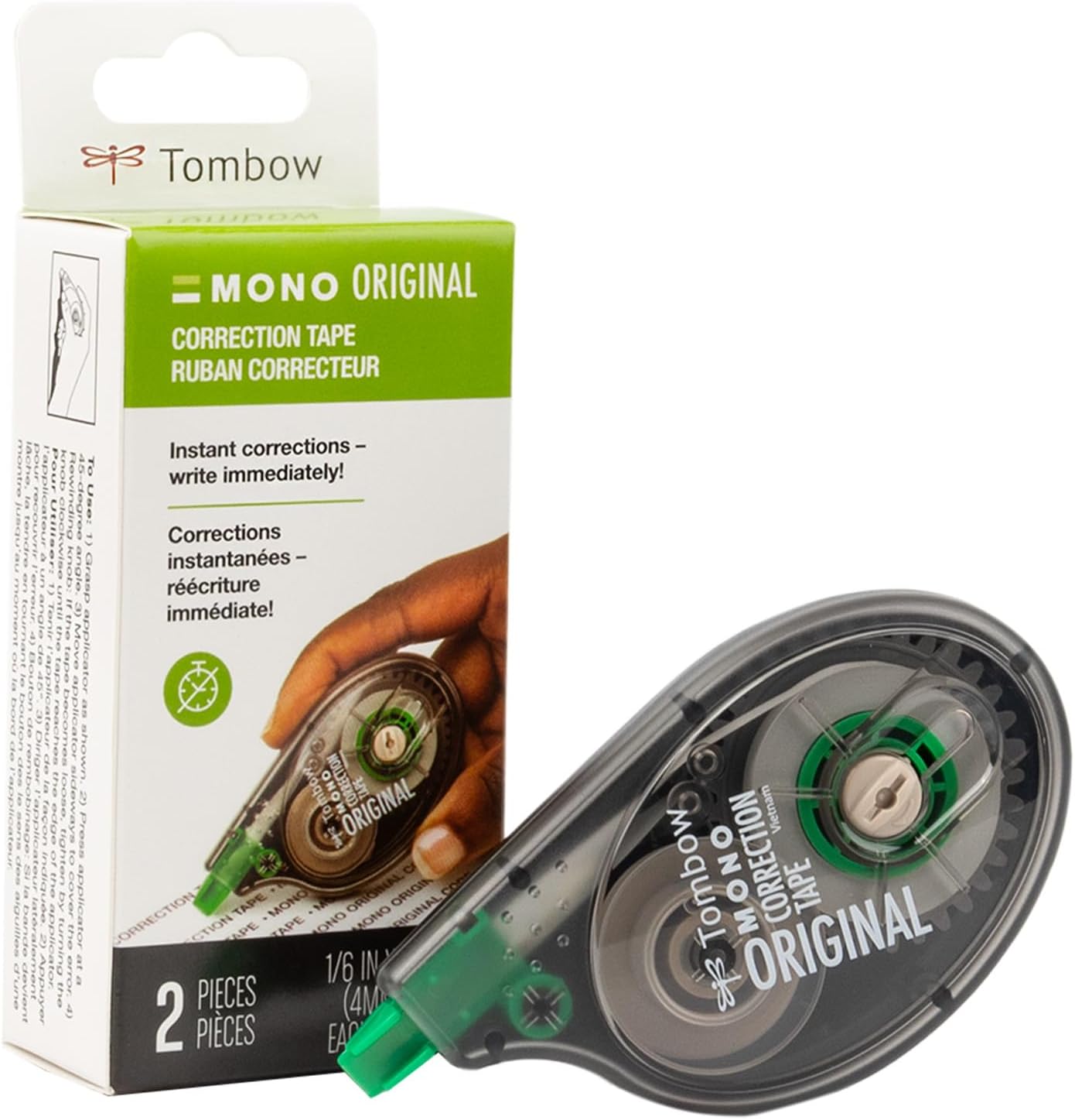 Tombow 68720 MONO Original Correction Tape, 10-Pack. Easy To Use Applicator for Instant Corrections, White, 10 Count (Pack of 1)