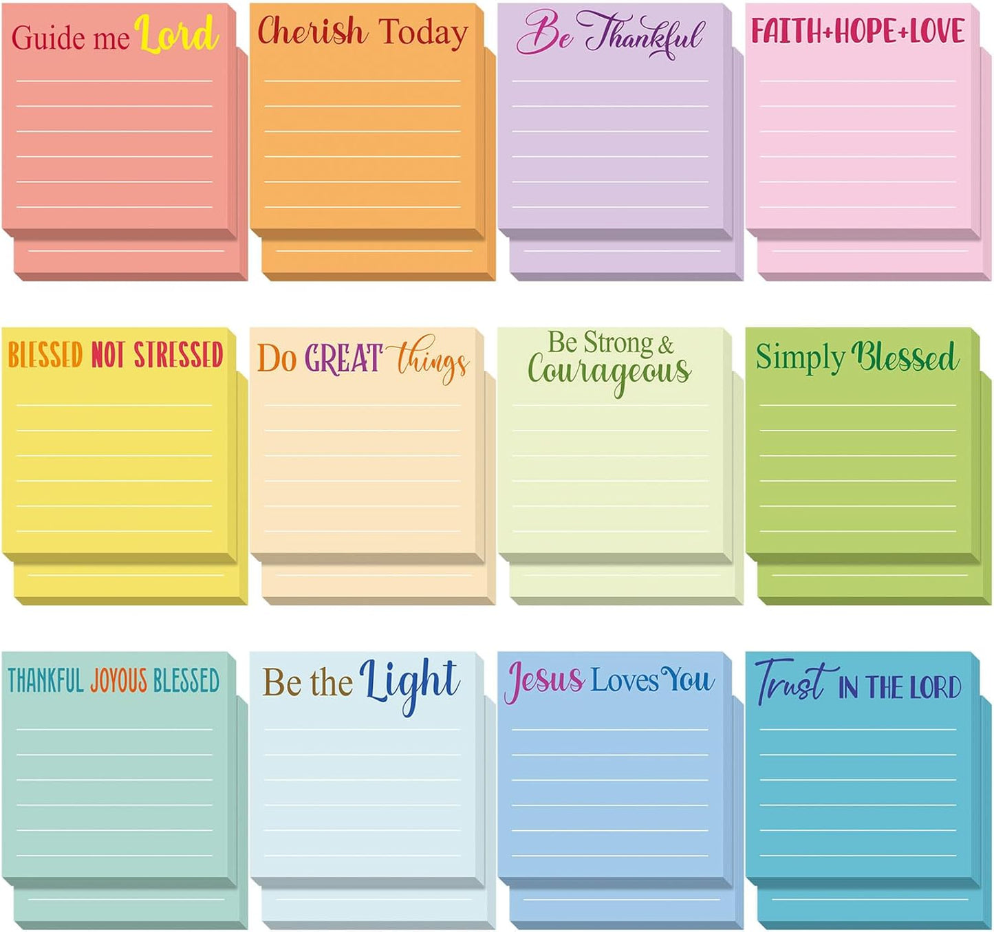 Yinder 48 Pcs Inspirational Sticky Notes Cute Motivational Sticky Notes Pad End of Year Employee Appreciation Gifts Bulk for Teacher Nurse Coworkers Office Supplies 3 x 3'' (Thank You,Dark Color)