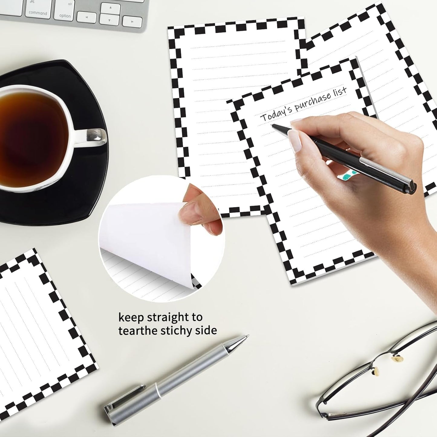 2 Pack Sticky Notes 4x6 in, Funny Large Notepads with Lines, Cute Self-Stick Memo Note Pads for Office, Home, Meeting Luxury Boho Flowers