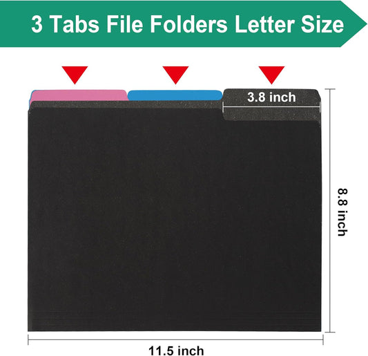 pmybupo File Folders 18 Pack 8.5x11 Inch,1/3 Cut Tab Colored File Folders Letter Size,Office Purple Folders for Document