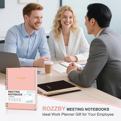 Meeting Notebook for Work Organization, Work Planner Notebook with Action Items, Project Agenda Planner for Note Taking, 160 Pages (6.9" X 9.9"), Perfect Office School Business Supplies for Women & Men(Blue)