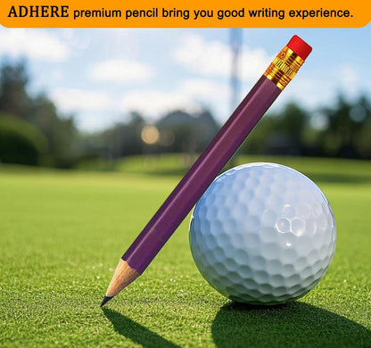 Adhere 25pcs Golf Pencils with Eraser Pre sharpened Hexagon half Wooden Pencils Graphite 2B for Golf Event Scoring,Classroom,Wedding,Company Meetings,Pew, Pocket (Nature)