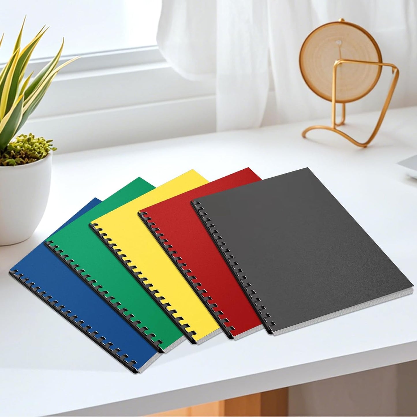 HOUYEE 100 Pack 16 Mil Poly Binding Covers,Sand Texture Binding Presentation Covers,8.5x11 Inches,Letter Size,Black,Square Corners,Un-Punched