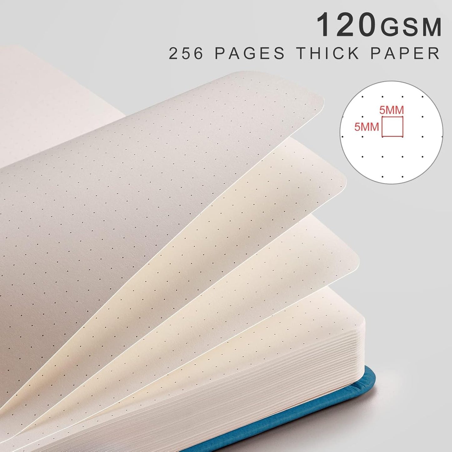 EMSHOI Graph Paper Notebook - 256 Pages A5 Graph Notebook/Journal, Hard Cover, 120gsm Thick Paper, Smooth PU Leather, Inner Pocket, 5.75'' × 8.38''-Black