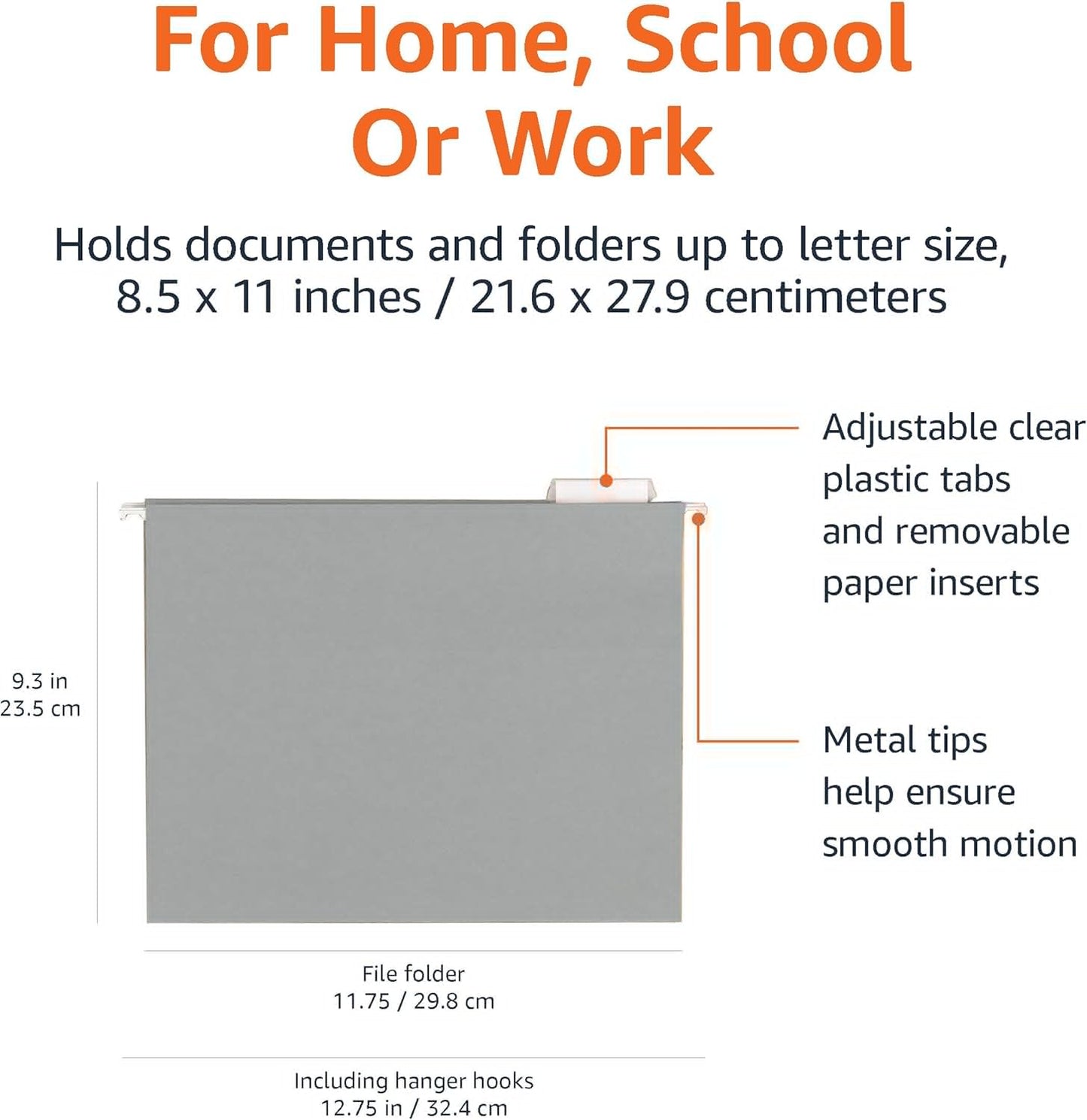 Amazon Basics Hanging File Folders with Adjustable Tabs, Sturdy Expandable Document Organizer, Letter Size 8.5x11 inch, Green, 25-Pack