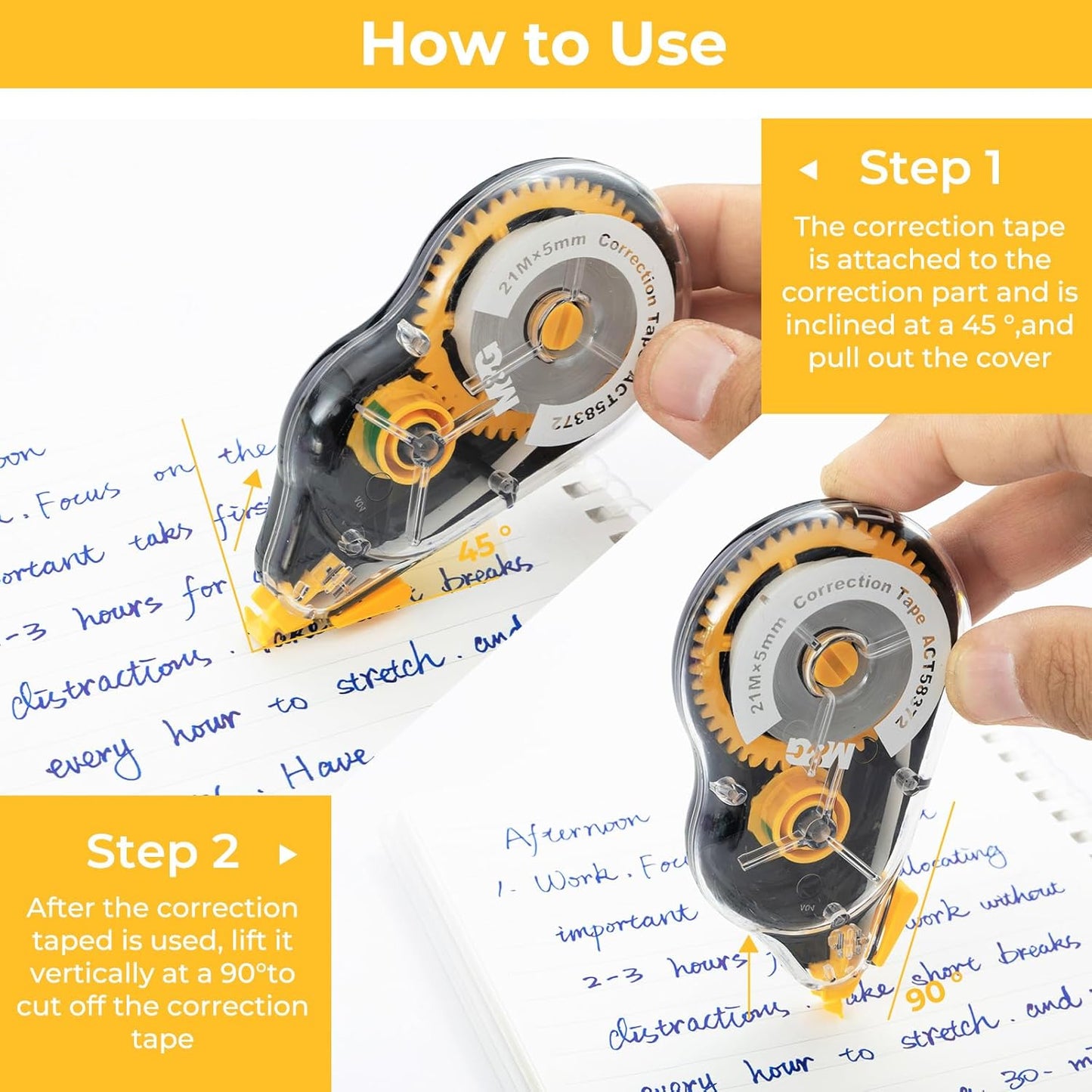 M&G White Correction Tape, Easy to use applicator for Instant Corrections, 39.37 Ft/Pack,for Office (6 Pack, 12M/472"x 0.2")