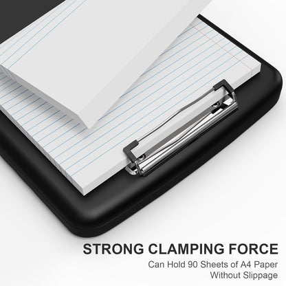 Plastic Clipboard with Storage, 8.5 x 11 Storage Organization Box Side-Opening, Heavy Duty Clip Board with Pen Holder and Paper Folder for Nurses, Teachers, Office & School Supply, Orange