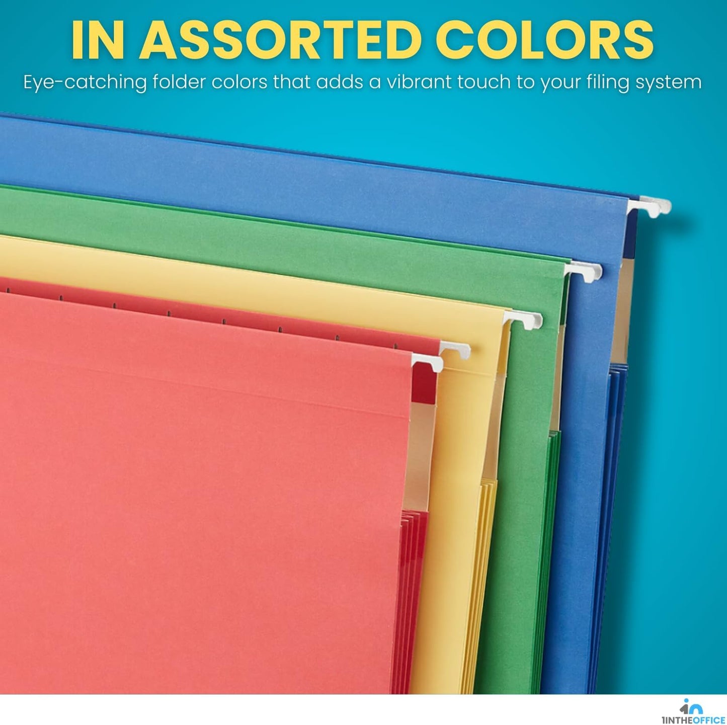 1InTheOffice Expanding Hanging File Folders 3.5" Expansion, Letter Size, Assorted, 4 Pack