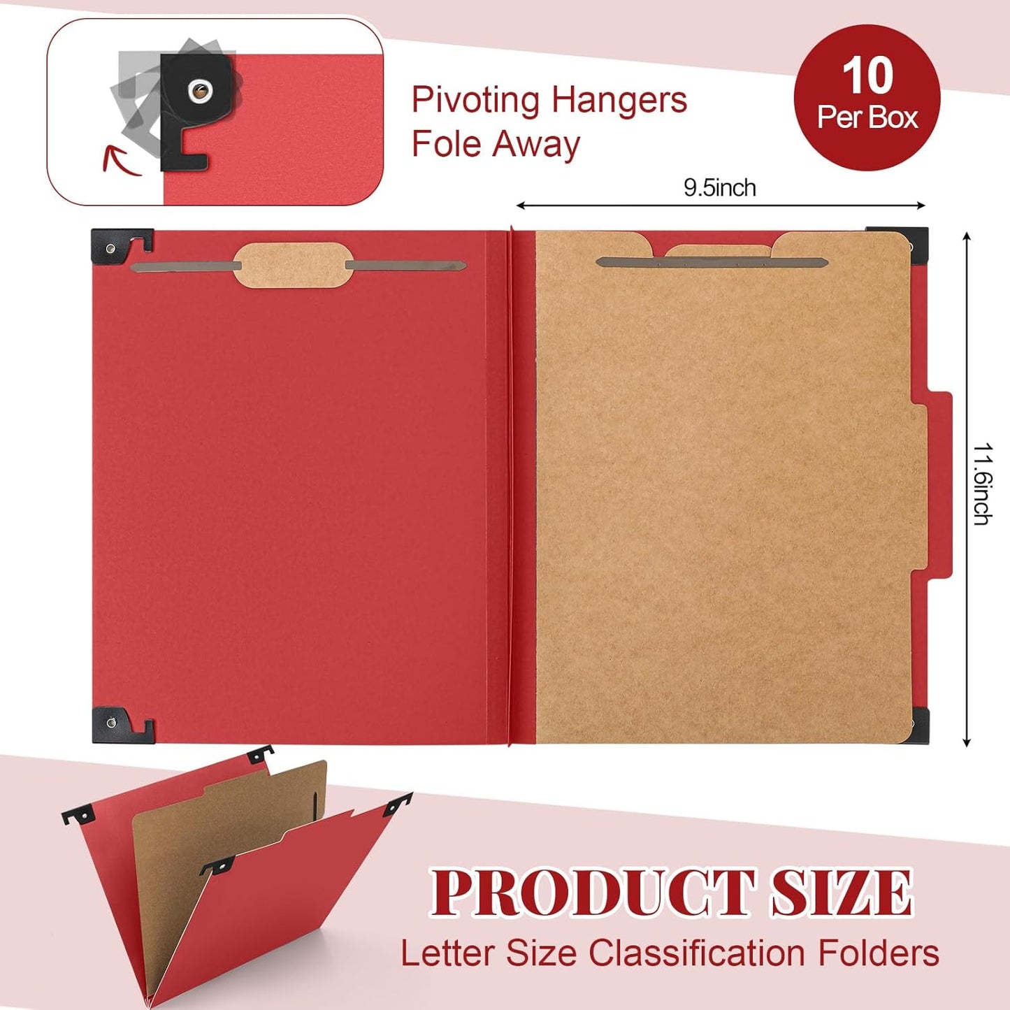 Henoyso 10 Pcs Hanging Classification Folders Bulk with 2 Prongs, 1 Divider Letter Size, 2 Inch Expansions Pressboard File Folder, 1/3-cut Tab File Organizer (1 Divider,Green)