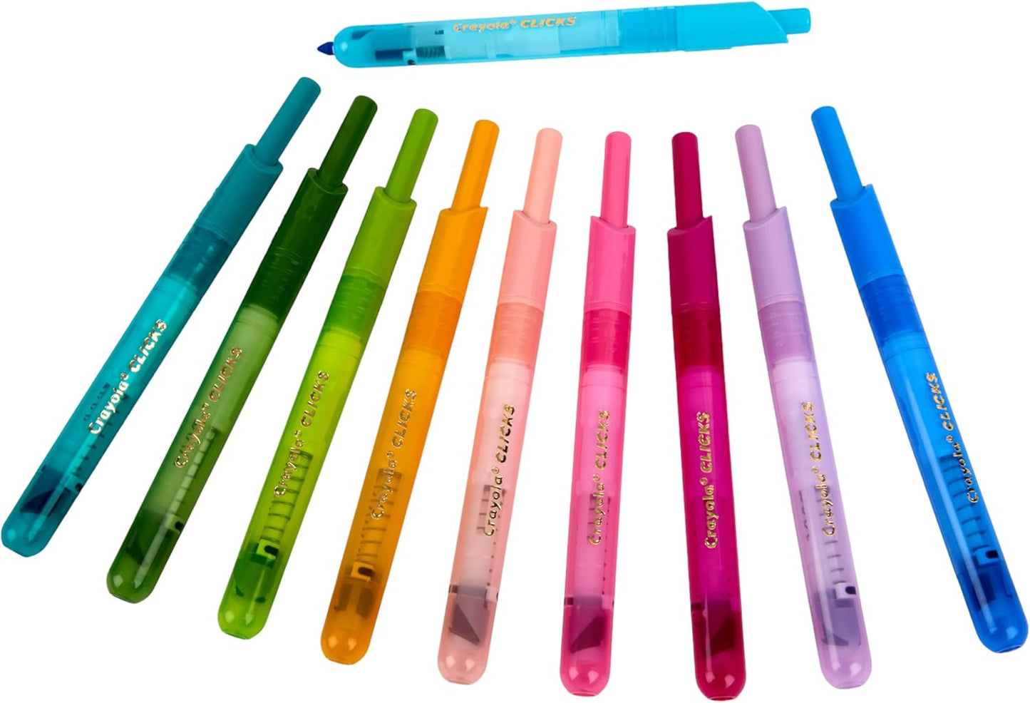 Crayola Clicks Retractable Markers Bold (10ct), Teacher Classroom School Supplies, Spring Crafts, No Dry Washable Markers for Kids