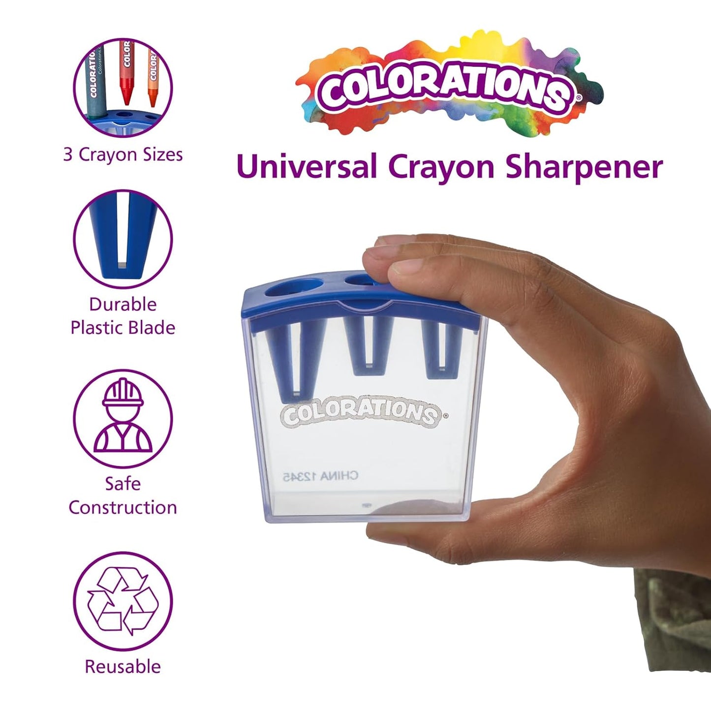 Colorations Universal Crayon Sharpener - Classroom Essentials, Arts and Craft Supplies Ages 3+