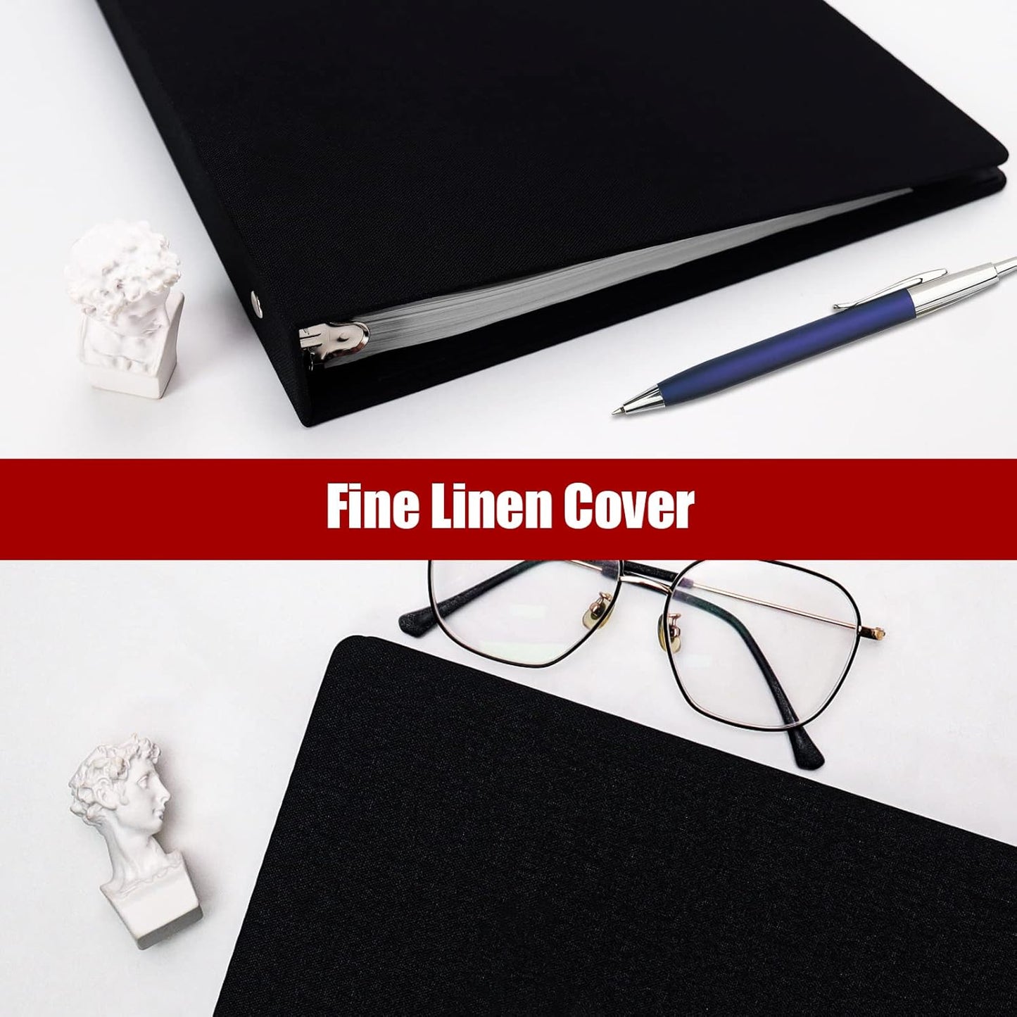 Vienrose 3 Ring Binder 1 Inch Round Rings with Linen Fabric Cover, Fits 8.5 x 11 Inch Paper, Durable Organizer for School, Office, Home, Recipes, Grey