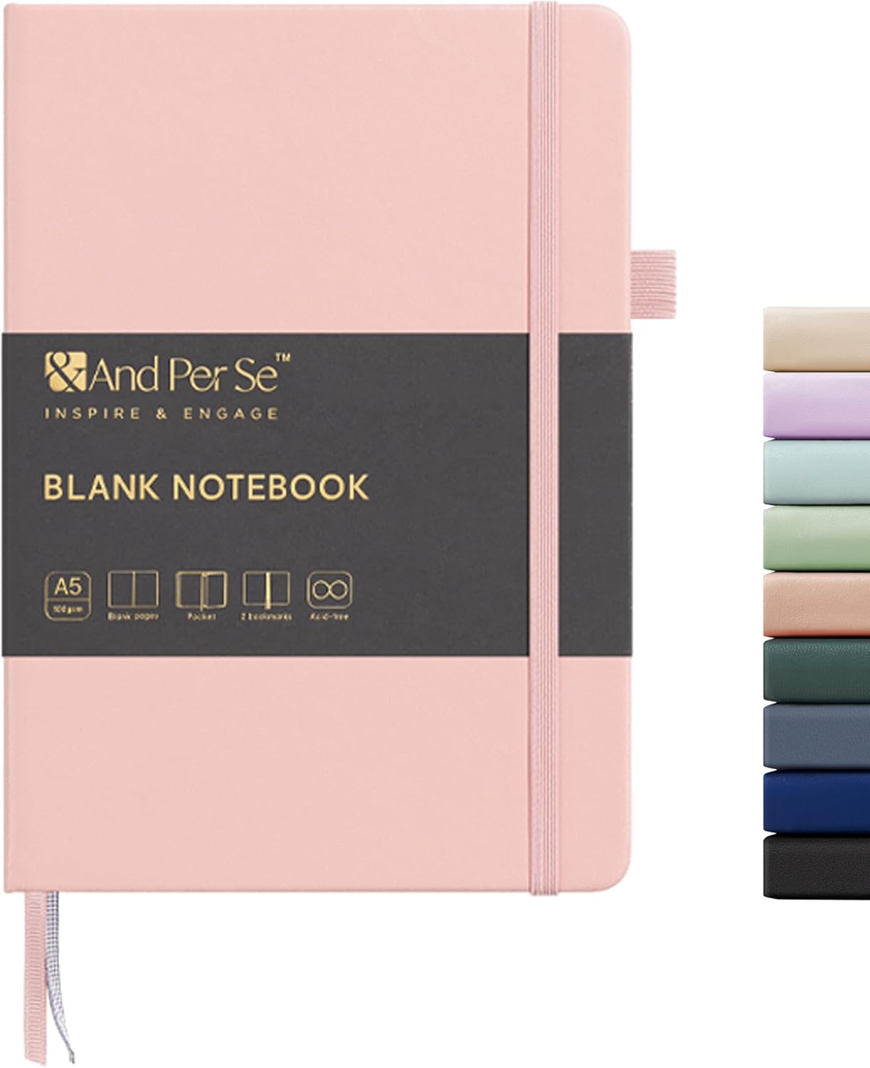 &And Per Se Lined Journal Notebook, 160 Pages, A5 5.7 x 8 inches College Ruled Thick Paper Notebook Journals for Writing, Hardcover Notebooks for Women Men Office School (1 Pack, Green) - Colors A
