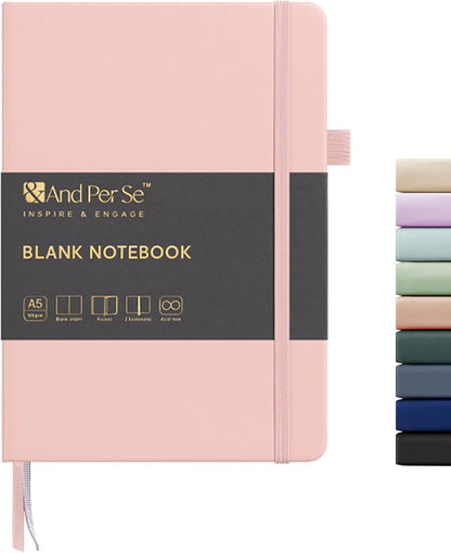 &And Per Se Lined Journal Notebook, 160 Pages, A5 5.7 x 8 inches College Ruled Thick Paper Notebook Journals for Writing, Hardcover Notebooks for Women Men Office School (1 Pack, Green) - Colors A