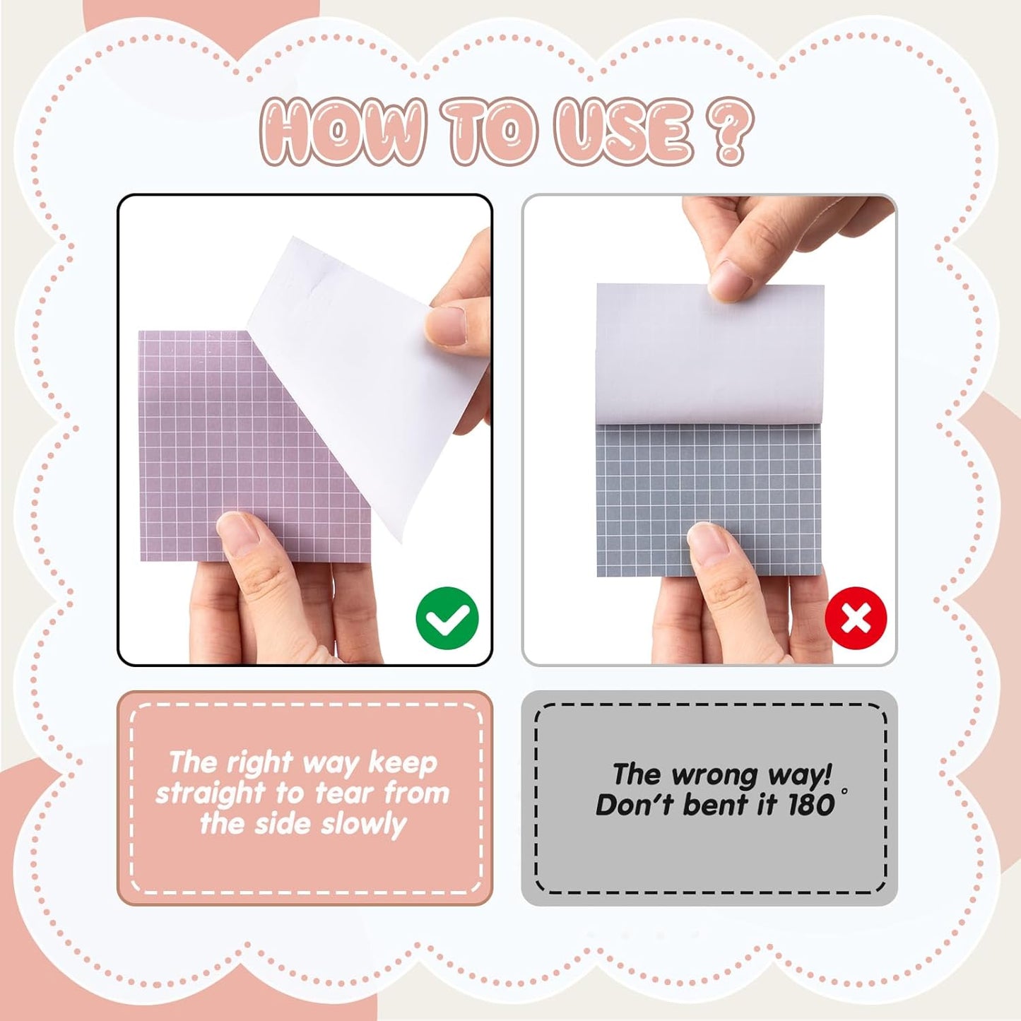 Jecery 9 Pack 4 x 6 Inch Grid Sticky Notes Self Adhesive Memo Pad Cute Graph Paper Self Stick Note Pads with Grid Lines for Gifts Office Supplies, 270 Sheets(Soft Colors)