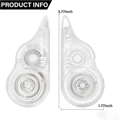 Unjoo White Correction Tape, Easy To Use Applicator for Instant Corrections Wrong Writing At Any Time, For school, Office (12pack, 5M/196" x 0.2", Black)