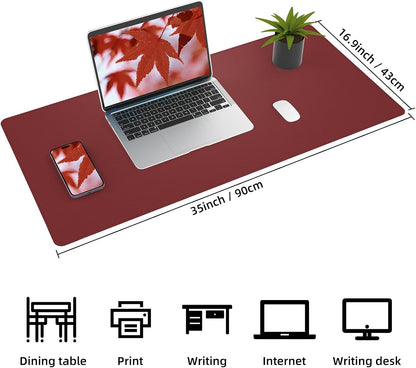 Large Desk Mat 47.2" x 17" Leather Desk Pad Protector with Natural Cork & PU Leather, Non-Slip Office Desk Mat, Large Mouse Pad, Waterproof Desk Blotter pad for Office&Home(Black)