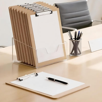 15 Pack Clipboard 9 x 12.5 Letter Size Clip Boards Bulk, A4 Wooden Hardboard Office Clipboards for Classroom, Work-Meetings, Brown