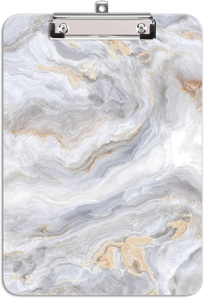 Hongri Plastic Cute Clipboard, Letter Size for Students, Teacher, Woman and Kids, Low Profile Clip, Decorative Pattern, Size 9 x 12.5 in, Dream Marble